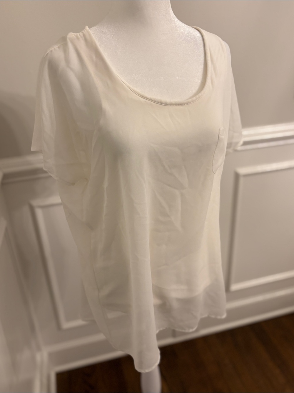 Design History double Layer Scoop-Neck white Blouse